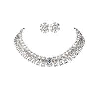 Limtula Fashionable Crystal Flower Jewelry Set Elegant Necklace and Studs Earrings Set Suitable for Parties and Daily Wear Offices Wear Jewelry