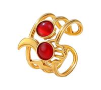 Limtula Flower Gemstones Rings in Stainless Steel with Adjustable Band Accessory for Women and Girls Comfort Fit Jewelry