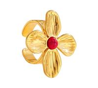 Limtula Flower Gemstones Rings in Stainless Steel with Adjustable Band Accessory for Women and Girls Comfort Fit Jewelry