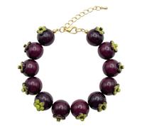 Limtula Fruit Beaded Resin Jewelry with Gold-Tone Lobster Clasp, Colorful Accessory for Daily Styling Resin Fruit Bead Adjustable Novelty Jewelry Colorful Accessory Party Styling Art Event