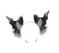 Limtula Furs Bat Ears Headband Devil Tail Halloween, Black gray ears