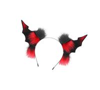 Limtula Furs Bat Ears Headband Devil Tail Halloween, Black red ears