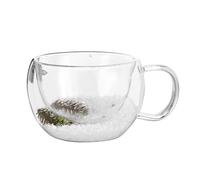 Limtula Glass Cup with Dried Flower Transparents Double Wall Coffee Mug with Handle Insulated Drinkware for Hot Beverages Holiday Drinkware Gift
