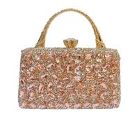 Limtula Handle Evening Handbag with a Chain Strap and Clasp | Top Clasp Closure, Rigid Handle and Chain Strap, Defined Box Shape for Dances, Date and Holiday Gatherings