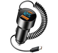 Limtula High Speed Charging Car Adapter Double Port Car Power Supply Equipped USB C Coiled Cord For Efficient Charging