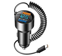 Limtula High Speed Charging Car Adapter Double Port Car Power Supply Equipped USB C Coiled Cord For Efficient Charging