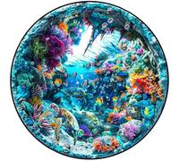 Limtula Home Learning Puzzle Wooden Underwater Round Board for Family, A