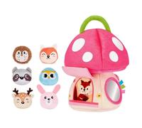 Limtula Interactive Plush Sensory Mushroom House Toy for Kids Educational Development with Animal Doll for Toddler Learning Soft Stuffed Doll Farm House Toy