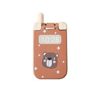Limtula Kids Pretend Play Wooden Cartoon Open Bear Phone Toy Safe Early Learning Activity Ages 3+ Travel Size Role Play Wooden Phone