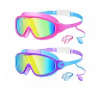 Limtula Large Frame Pool Goggles with Reflective Lenses, Rear Buckle Strap and Attached Ear Plugs for Ages 3-14 Swim Practice and Lesson Time