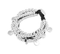 Limtula Layered Bead Chain Silver Plated Alloy Jewelry for Women Multiple Strands Retro Styles Silver Plated Cuff with Round Beads Sturdy Alloy Chain