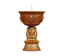 Limtula LED Resin Lamp Simulated Flame for Buddhist Table Centerpiece Tibetan Home Temple Electronic Butter Rechargeable LED