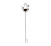 Limtula Metal Watering Can Garden Ornament Stake | Bird Feeder Decor with Aged Finish for Flower Bed Patio Ground Placement Near Shrubs Around Borders