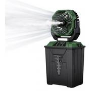 Limtula Misting Outdoor Fan with Carry Handle, Remote Control, LED Camp Light, Bucket Base, Adjustable Speeds for Patio Use Portable Misting Camping Fan Remote Led Light Oscillating