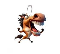 Limtula Multiple Functional Car Accessory Large Mouth Horse Plush Toy Pendant with Elegant Chain Cartoon Designs for Decors & Present Acrylic Charm