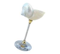 Limtula Natural Conch Shell Goblet, B | 2.4-3.4 Fl Oz Glass-Pedestal Cocktail Cup for Cold Drinks, Dining Table and Drink Station