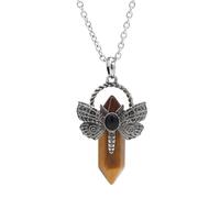 Limtula Natural Crystals Pendant Necklace With Hexagon Shape And Dragonflies Accent For And Everyday Elegant Women's Nature Inspire Jewelry
