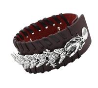 Limtula Norseman Charm Leather Wristband Bangle Mythology Detail Adjustable Size for Daily Wear and Gifts Historical Hand Chain