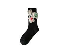 Limtula Novelty Chinese Mahjong Pattern Calf Socks With Festives Styles Ribbed Middle Tube For Celebrating The New Year Mahjong