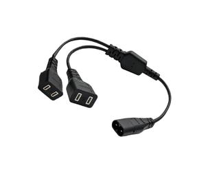 Limtula Outlet Split C8 Male to 2 PinCable 60cm 23.6in | Two Flat 2 Slot Female Ends, PVC Cover, Space Saving Cord for Cabinet Wiring, Indoor Equipment Routing