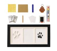 Limtula Ovenless Paw Print Display Set for Dogs or Cats | Black Three-Panel Photo Frame with Hand-Pressed Soft Compound, Small Tabletop Charm Decor