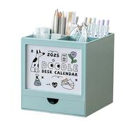 Limtula Pen Holder With 2025 Calendar Large Capacity Space Saving Rotating Pen Holder With Drawer For Office Desk Organizers Student Teacher Office Use