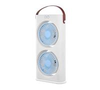 Limtula Portable Tabletop Fan with Twin Fan Heads and Carry Handle, Rechargeable Desk Cooling for Bedroom Dorm Use Double Head with Led Light Rechargeable Desk Two Head