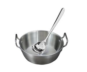 Limtula Premium Korean Themed Rice Wine Serving Set with Double Handles and Matching Spoon 304 Stainless Steel Korean Fashion Sake Bowl with Spoon
