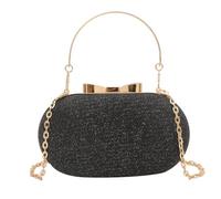 Limtula PU Leather Glittering Purse Evening Bag with Metal Chain, Black