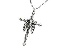 Limtula Punk Necklace with Skeleton Chest Cruciform Pendant