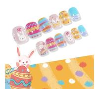 Limtula Rabbit Press On Nail Easter Self Adhesive Press On Nails For Kid Pre-glue False Nails Cute Rabbit Pattern Safety