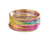 Limtula Ready Stack Alloy Layered Bangles with Embellished Detail for Easy Wear Casual Dress-Up Moments Tonight Layered Bangle Set Accent Stack Alloy Jewelry Wristband Wrist Accessory