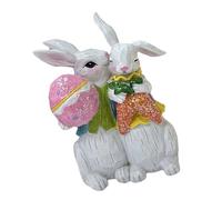 Limtula Resin Couple Hare Figurine Ornament Easter Hare Sculpture Decoration for Tabletop Mantel Shelf Festival Celebration Lovely Animal Figurines