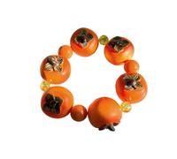 Limtula Resin Fruit Bright Beaded Wrist Chain for Women, Vacation Outfit Accent, Playful Friendship Jewelry Fruit Themed Resin Bead Jewelry Novelty Wrist Accessory Playful Casual Outfit