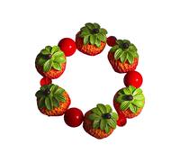 Limtula Resin Fruit Bright Beaded Wrist Chain for Women, Vacation Outfit Accent, Playful Friendship Jewelry Fruit Themed Resin Bead Jewelry Novelty Wrist Accessory Playful Casual Outfit
