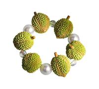 Limtula Resin Fruit Bright Beaded Wrist Chain for Women, Vacation Outfit Accent, Playful Friendship Jewelry Fruit Themed Resin Bead Jewelry Novelty Wrist Accessory Playful Casual Outfit
