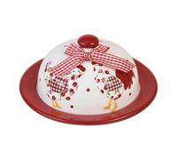 Limtula Retro Red Flower Chicken Ceramic Storage Jar Creative Organiser Plate for Kitchen Spices Tea Coffee Sugar Retro Flower Hen Tray