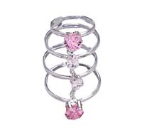Limtula Rings for Women Linked Multi-Finger Heart Accessory with Adjustable Open Fit and Stone Statement Detail Adjustable Multi-Finger Jewelry Rings for Women Layered Heart Statement Accessory