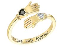 Limtula Romance Embracing Hands Couple Rings Adjustable Size with Zircon for Wedding Engagement Hands Holding Rings