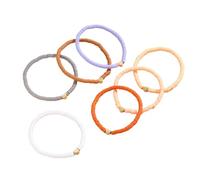 Limtula Set of 7 Soft Pottery Multicolored Heart Anklets Playful Heart Bead Foot Chain Assortment Soft Clay Ankle Charm Elastic Beaded Anklet