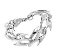 Limtula Silver-Tone Thorn Punk Alloy Wrist Jewelry with Adjustable Extender Clasp for Streetwear Layered Looks Thorn Link Wrist Jewelry Edgy Chain Accessory Silver Tone Adjustable Clasp Look