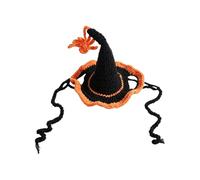 Limtula Small-Pet Halloween Headwear, Black | Crocheted Witch Cap with Star Accent, Lightweight Tie-on Design, Costume Photo Styling