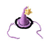 Limtula Small-Pet Halloween Headwear, Purple | Crocheted Witch Cap with Star Accent, Lightweight Tie-on Design, Costume Photo Styling