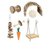 Limtula Small Pet Swing Toy Parrot Cage Natural Wood Toy Pet Cage Playgrounds Toy Set 8PCS Hamster Bridge Seesaw Small Animal Toy