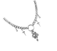 Limtula Snake Necklace with Teardrop on a Bold Curb-Link Chain