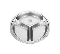 Limtula Stainless Steel Multi Compartment Round Plate 28cm for Meal Preparation Outdoor Picnics Lunch Microwave Safe Round Compartment Plate