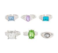 Limtula Statement Jewelry Women Multicolor Stone Alloy Accessory Collection, Adjustable Open Design Six Piece Stack Accent for Commute Evenings Photos Multicolor Jewelry Womens Hand