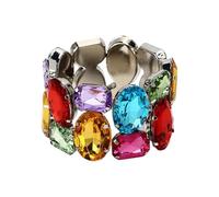 Limtula Stretchable Alloy Wedding with Colorful Sparkling Crystals Stone Ideal for Bridal Parties & Event Adjustable Metallic Statement