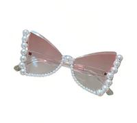 Limtula Stylish Butterfly Frame Sunglasses with Pearls Embellishment for Daily Use Elegant Pearls Frame for Women Fashion Accessories