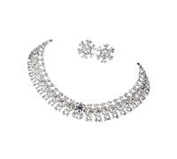 Limtula Stylish Floral Jewelry Set Wedding Party Accessories Fashion Necklace and Studs Earrings Perfect for Various Occasion Flower Necklace Earrings Set